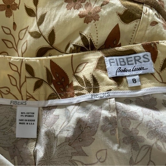 Fibers by Barbara Lesser Skirt Leaf Pattern Drawstring Adjustable Waste Size 8 - Picture 5 of 6